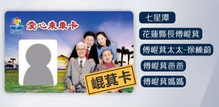 花蓮愛心乘車卡印傅崐萁徐榛蔚全家福